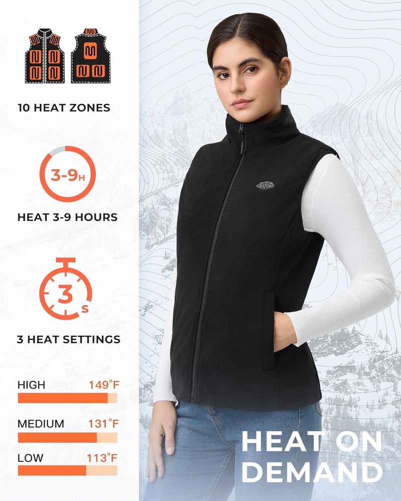 Topdot Store Fleece Women's Heated Vest with Battery Pack 16000mAh 7.4V, Heated Vest for Women with10-Heated Zones for Outdoor Work - Image 3